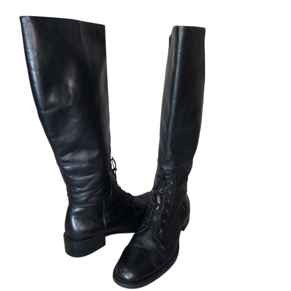 Hunt Club Womens 6.5M Black Leather Lace Up Riding Boots Dark Academia Goth